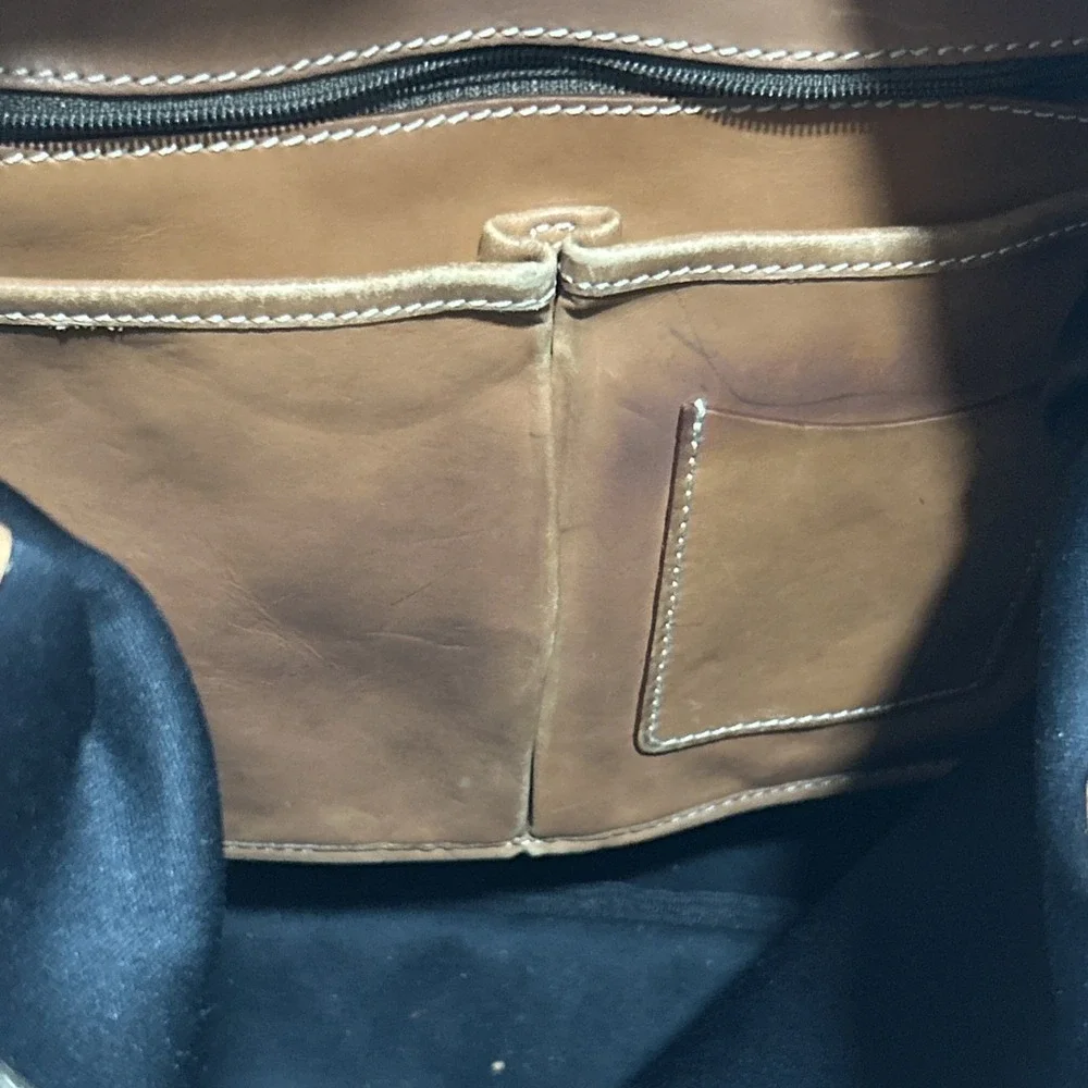Dooney & Bourke DB Monogram Canvas Hobo Shoulder Bag Brown Leather  Trim‎ Y2K